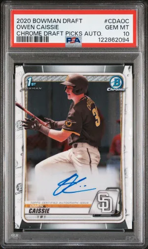 2020 Bowman Draft Chrome Draft Picks Autographs Owen Caissie Chrome Draft Picks Auto. front