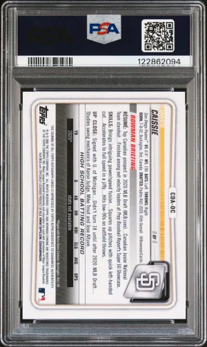2020 Bowman Draft Chrome Draft Picks Autographs Owen Caissie Chrome Draft Picks Auto. back