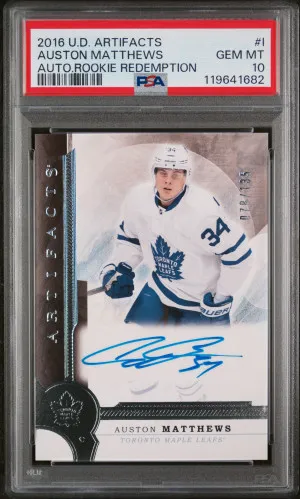 2016 Upper Deck Artifacts Auston Matthews Rookie Autograph/135 front