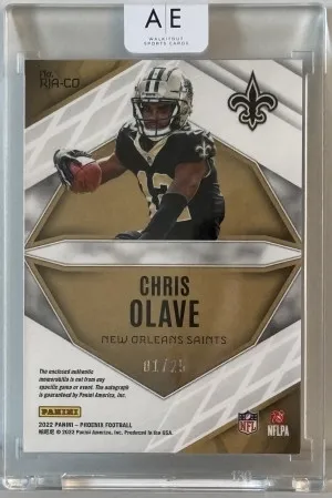 2022 Panini Phoenix 🟢🔥Green Chris Olave RC Auto RPA #01/25 First Print SP! back