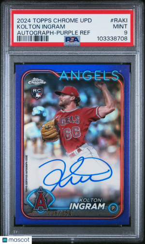 Kolton Ingram 2024 Topps Chrome Update Purple Refractor /250 RC Auto PSA9 MINT front