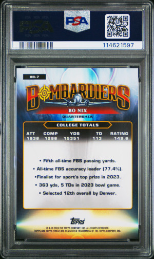 2024 TOPPS FINEST BO NIX BOMBARDIERS RC back