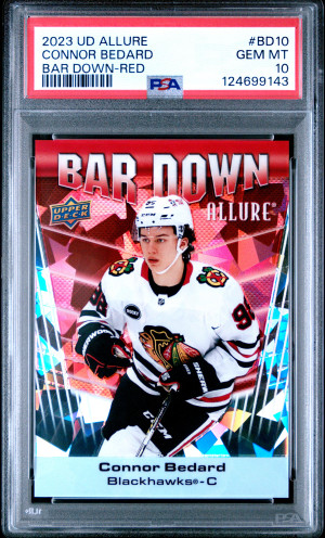 2023 Upper Deck Allure Bar Down Connor Bedard Bar Down-Red front