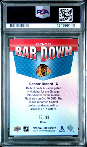 2023 Upper Deck Allure Bar Down Connor Bedard Bar Down-Red back