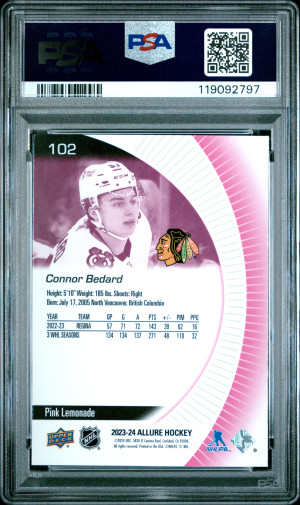 2023 Upper Deck Allure Connor Bedard Pink Lemonade back