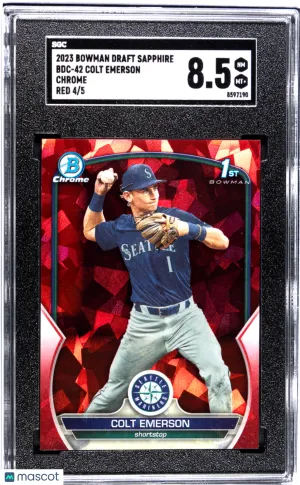 2023 Bowman Draft Sapphire Colt Emerson #BDC-42 Chrome Red SGC 8.5 front