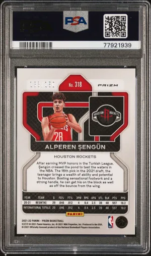 2021 Prizm Blue Fast Break /150 Alperen Sengun RC #318 PSA 10 GEM MINT back