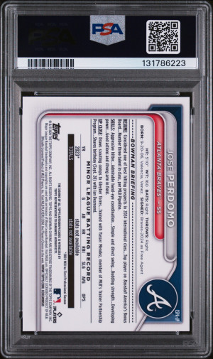 Jose Perdomo 2024 Bowman Chrome 1st Sapphire #CSPA-JP Auto Blue /199 PSA 10 back
