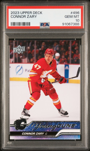 2023-24 Upper Deck Series Two YG #496 Connor Zary PSA 10 front