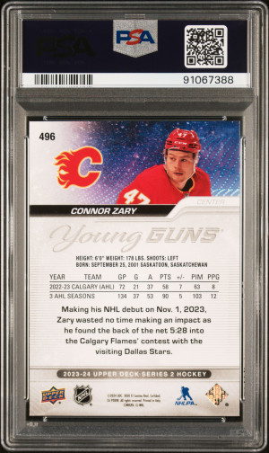 2023-24 Upper Deck Series Two YG #496 Connor Zary PSA 10 back