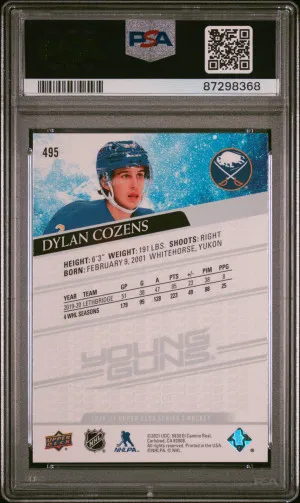 2020-21 Upper Deck Series Two YG #495 Dylan Cozens PSA 10 back