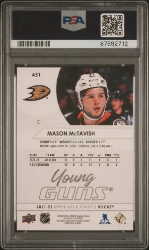 2021-22 Upper Deck Series Two YG #451 Mason McTavish PSA 9 back