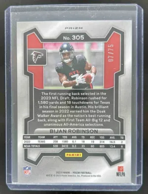 2023 Prizm #305 Bijan Robinson Green Scope 07/75 RC JERSEY MATCH! back
