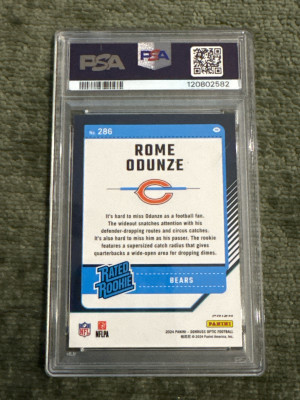 2024 Optic Rome Odunze Fire Emoji SSP PSA 10 RC back