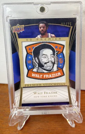 2007-08 Upper Deck Premier Stitchings WALT FRAZIER Jumbo Logo Patch #/25 Knicks front