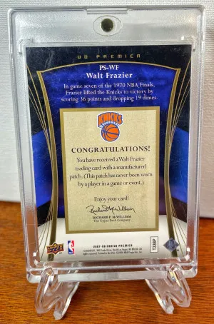 2007-08 Upper Deck Premier Stitchings WALT FRAZIER Jumbo Logo Patch #/25 Knicks back