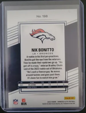 2022 Panini Donruss Elite Nik #198 Bonitto Rookie Status Blue Explosion /499 back