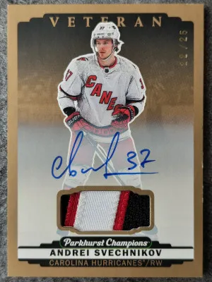 22-23 Parkhurst Champions Andrei Svechnikov #183 Patch Auto front