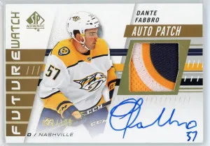2019-20 SP Authentic Dante Fabbro Future Watch Rookie Patch Auto /100 front