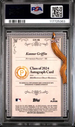 2024 Bowman Draft Class Of 2024 Autographs Konnor Griffin Class Of 2024 Auto-Gold Refractor 06/50 PSA 9 back