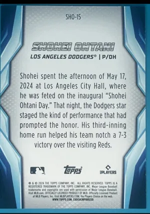 2024 Topps Japan Edition SHOTIME SHO-9 Shohei Ohtani Dodgers back