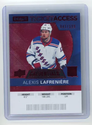 2020-21 Credentials #150 Alexis Lafreniere Debut Ticket Access 41/199 front