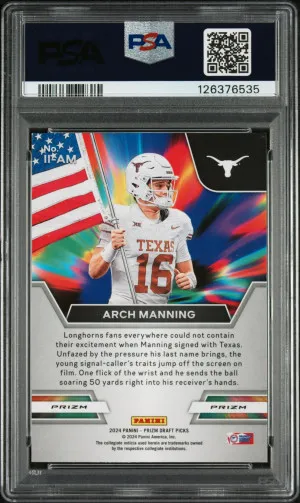 2024 Panini Prizm Draft Picks Instant Impact Arch Manning Instant Impact-Red Ice back