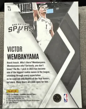 2023-24 Panini Phoenix - Instant Phenom Silver #13 Victor Wembanyama (RC) back