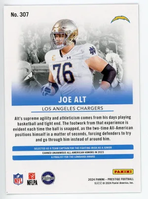 2024 Prestige #307 Joe Alt Rookie Red /999 back