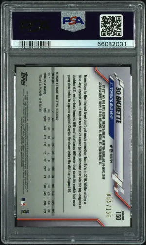 2020 Topps Chrome Bo Bichette Blue Refractor RC Rookie /150 PSA 9 back