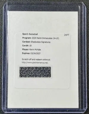 2024 Panini Immaculate Kevin McHale Shadowbox Signatures # to /99 REDEMPTION front
