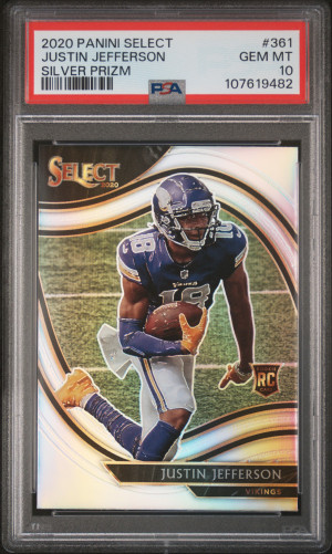 2020 Panini Select - Field Level Justin Jefferson #361 Silver Prizm (RC) PSA 10 front