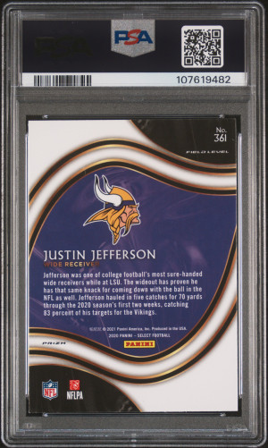 2020 Panini Select - Field Level Justin Jefferson #361 Silver Prizm (RC) PSA 10 back