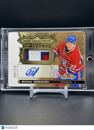 2016 Fleer Showcase Mikhail Sergachev Hot Prospects Rookie Patch Auto /135 RPA front