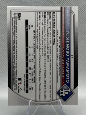 2025 Bowman Chrome Yoshinobu Yamamoto Aqua Mojo /299 back