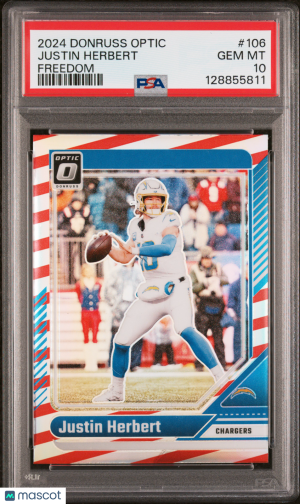 2024 Panini Donruss Optic Justin Herbert #106 Freedom PSA 10 front