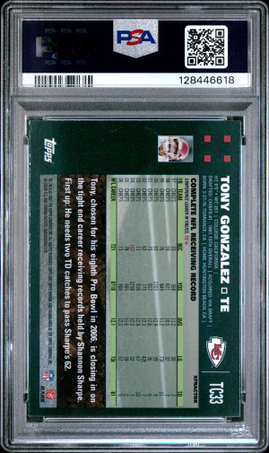 2007 Topps Chrome Tony Gonzalez #TC33 Xfractor PSA 9 back