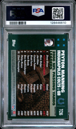 2007 Topps Chrome Peyton Manning #TC96 Refractor PSA 9 back