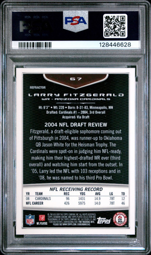 2009 Bowman Chrome Larry Fitzgerald #67 Refractor PSA 10 back