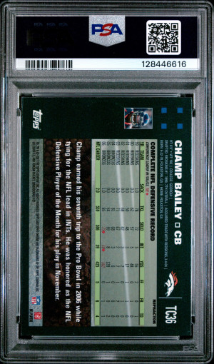 2007 Topps Chrome Champ Bailey #TC36 Refractor PSA 9 back