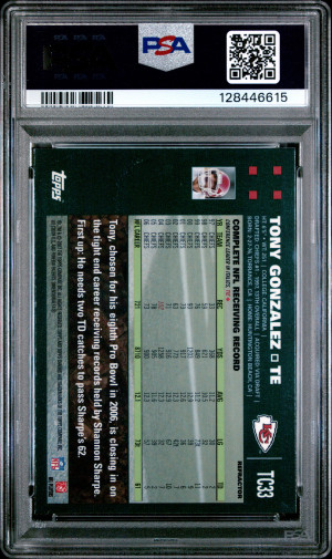 2007 Topps Chrome Tony Gonzalez #TC33 Refractor PSA 9 back