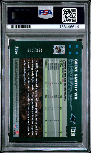 2007 Topps Chrome Steve Smith #TC130 White Refractor PSA 9 back