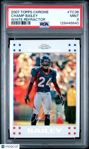 2007 Topps Chrome Champ Bailey #TC36 White Refractor PSA 9 front