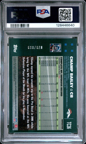 2007 Topps Chrome Champ Bailey #TC36 White Refractor PSA 9 back