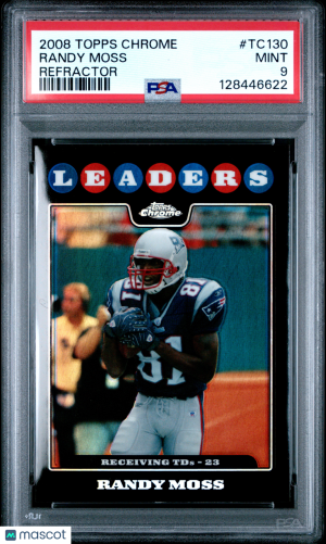 2008 Topps Chrome Randy Moss #TC130 Refractor PSA 9 front