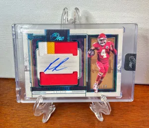 RASHEE RICE 2023 Panini One Rookie Patch Auto #/99 Chiefs RC Blue Ink front