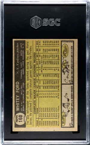 1961 Topps Whitey Ford SGC 2 back