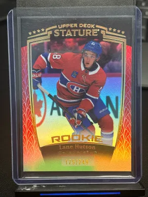 2024-25 Lane Hutson Stature Red Color Match Rookie /249 front