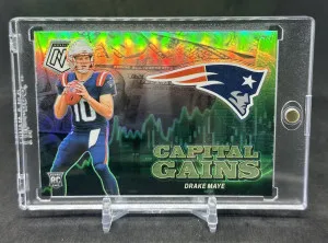 Drake Maye 2024 Panini Mosaic Capital Gains Rookie RC Silver Prizm #21 Patriots front