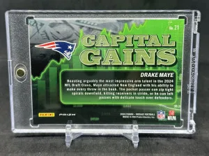 Drake Maye 2024 Panini Mosaic Capital Gains Rookie RC Silver Prizm #21 Patriots back